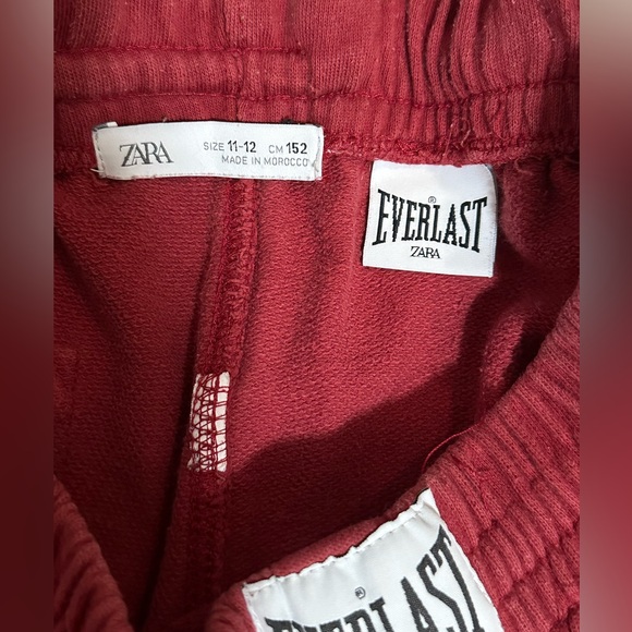 {Zara X Everlast} Cool Athletic Sweatpants Burgundy kids Sz 11-12 Yrs - Picture 15 of 16